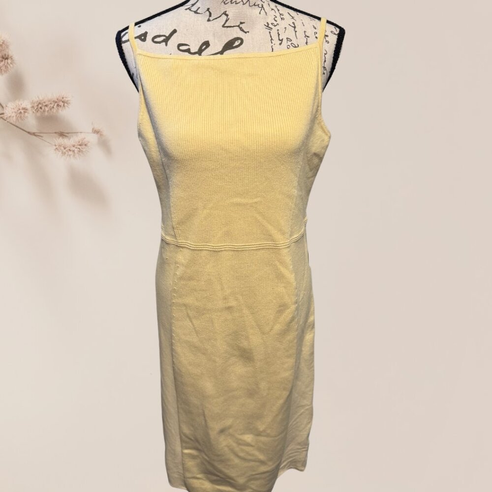 Lemon Yellow Knit Midi Dress - L